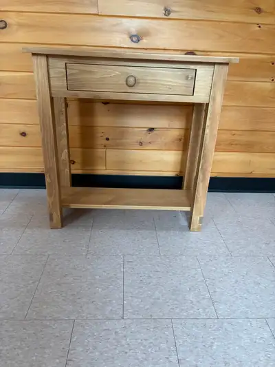 New Pine Console table for sale. 30in high , 30in wide ,& 13in deep asking $120