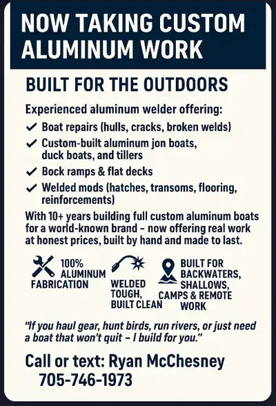 ALUMINUM WELDING & FABRICATION YOU CAN TRUST Specializing in: Aluminum Boat repairs - Cracks, Leaks,...