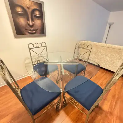 Glass Dining Table with 4 Chairs, View more