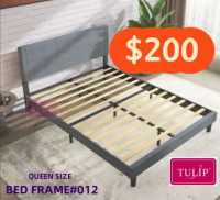 $200 QUEEN~Brand new dark grey fabric bed frame #12~hot hot hot