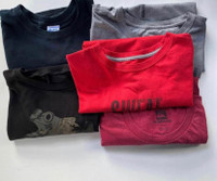 Five T-Shirts: NIKE, Quicksilver, Oakley, Tough Mudder, Men’s L