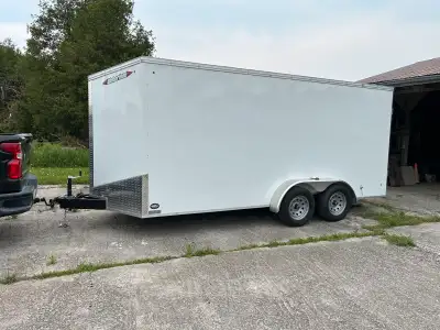 2023 Weberlane W716CCTW Contactor grade enclosed triler 7’x16’steel frame + V-Nose. Tandem 3500lb ax...