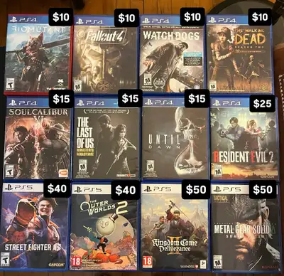 PS5/PS4 Games Jeux (Firm prices), View more