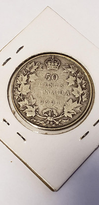 1931 Canadian 50 Cent Coin - George V