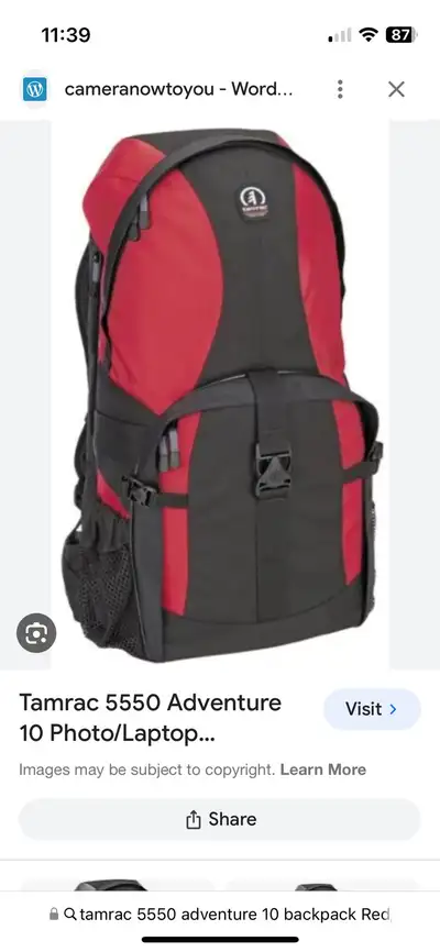 Top end, like new, large Tamrac 5550 Adventure 10 Camera/Laptop bag See attached photos for all the...