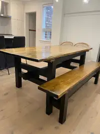 Brand New dining table with matching bench 6 ft long