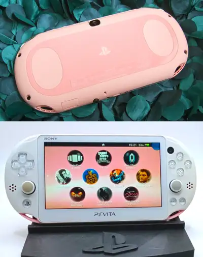 White and Pink Two Tone Sony Playstation PS VITA 2000 SLIM ⎮ 9/10 Condition 128GB Modded Custom Firm...