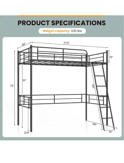 Metal Loft Bed, View more