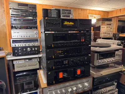 Refurbished 1988 SANSUI components hifi setup with remote., View more