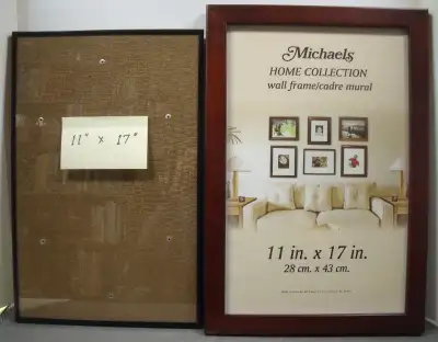 TWO 11" X 17" PICTURE FRAMES (ONE METAL AND ONE WOOD), View more