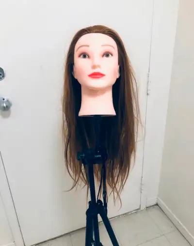 Hair styling mannequin head. Long brown hair. Great for practicing hair styling