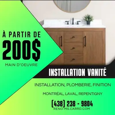 Installation Vanité et Plomberie, View more