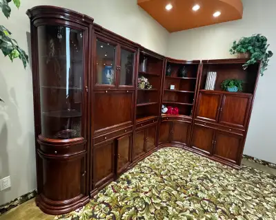 Sectional Corner Mahogany Wooden Bookshelf Cabinet, View more