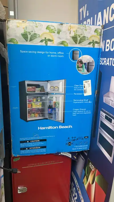 Hamilton Beach 3.1 Cu Ft Double-Door Fridge – New, View more