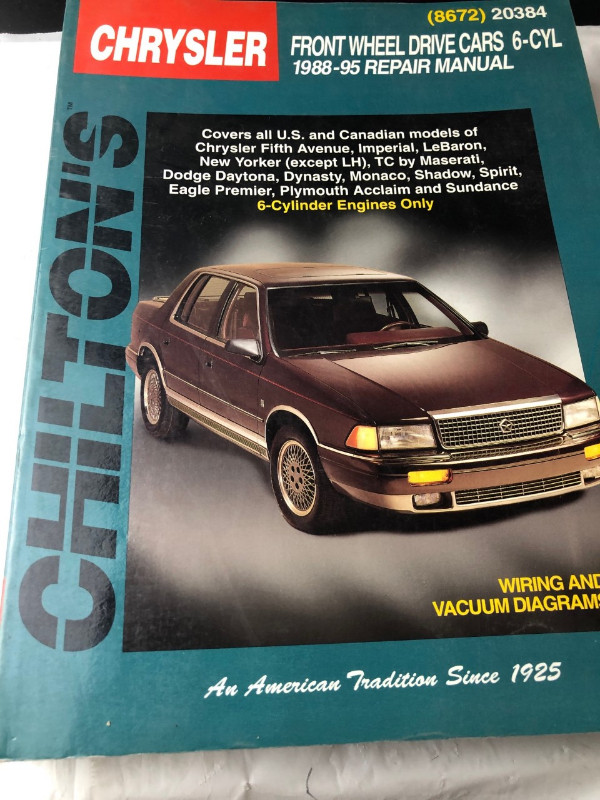 1988 1995 CHILTON CHRYSLER FRONT WHEEL DRIVES WITH V6 #M0065 in Textbooks in Edmonton