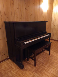 1800's Frederick New York Antique Long String Piano with Bench