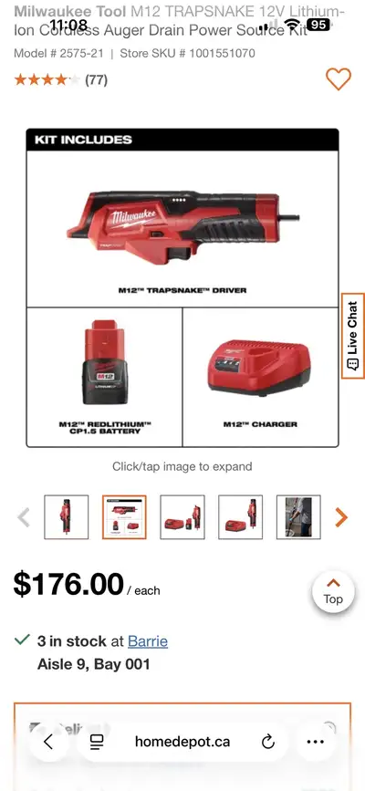 Milwaukee Tool M12 TRAPSNAKE 12V Lithium-lon Cordless Auger , View more