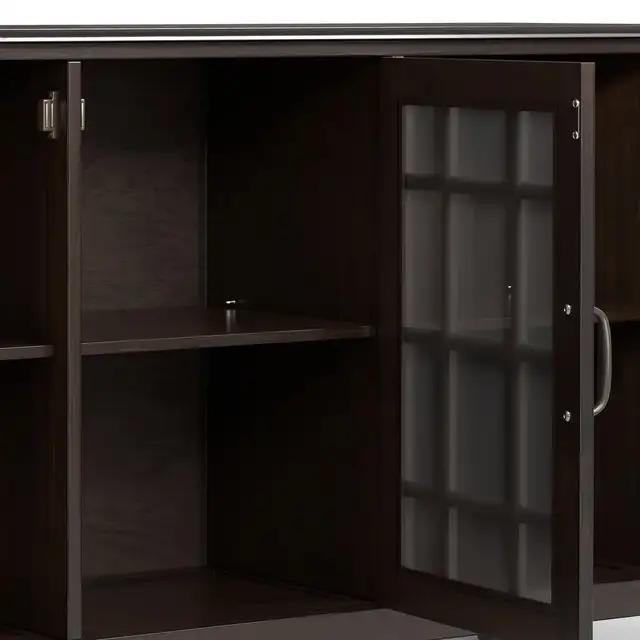 Connaught 60"W Solid Wood 3-Shelf Storage Cabinet Buffet w/Glass in Bookcases & Shelving Units in Hamilton - Image 4