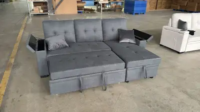Grey Fabric Sectional Storage Pull Out Sofa Bed on Sale , View more