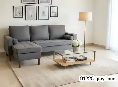 Modern Grey L-Shape Sectional Sofa with Reversible Chaise –, View more