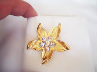 Gold Star Flower Brooch Pin by Fifth Avenue Collection - New