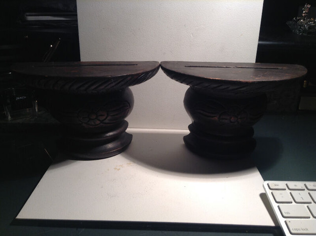 Antique Walnut Wood Drop Finial Wall Shelf Architectural in Arts & Collectibles in Vancouver