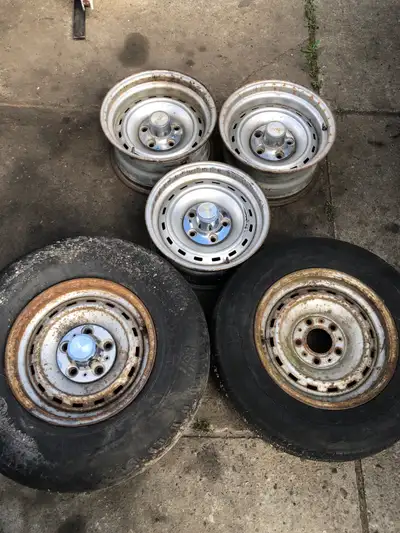 Hi, selling 5 Chevy,gmc rally wheels. Two are 15x8 wide,the other 3 are 15x6.5 wide asking 200.. Che...