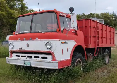 1964 Ford COE 550 grain truck, 330 (runs with fuel poured down carb), steel box, brakes weak. Cool p...