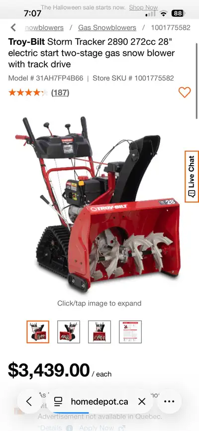 Troy Bilt Snow Snow Blower Brand New, View more