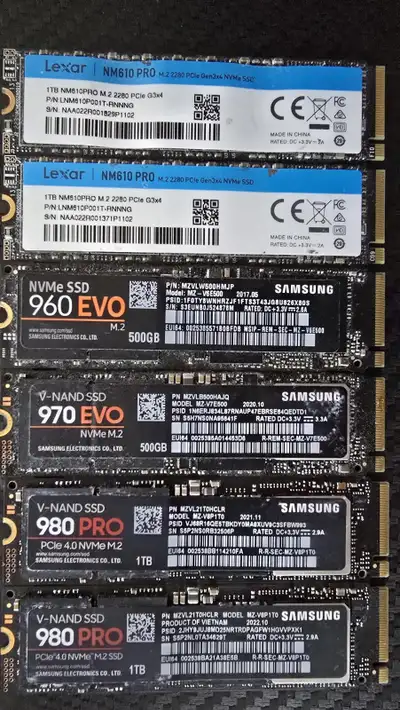 Selling The Following SSD M.2 Listed Below: Pictures attached for your reference as well. Samsung NV...