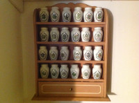 Franklin Mint porcelain spice jars with cabinet