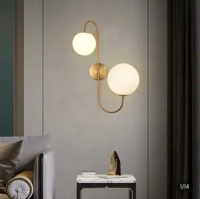 Modern Wall Sconce White Globe Glass Shade 2-Light, View more