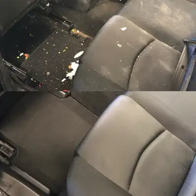 -Rubber mats cleaned and dressed -Seats and carpet vacuumed (excludes trunk) -Rims cleaned and tires...