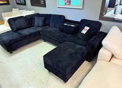 Family favourite large fabric sectional sofa with ottoman , View more