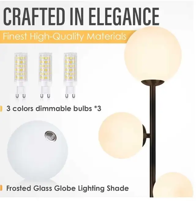 3 Globe Vintage Floor Lamp - 3 Color Options Moderm Floor Lamps  in Indoor Lighting & Fans in Markham / York Region - Image 2
