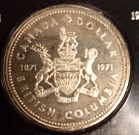 1971 Proof Silver Dollar, 1871 to 1971 Celebrating British Colum