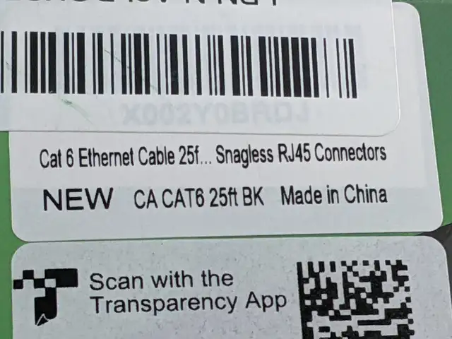 NEW 25 ft CAT6 FLAT Ethernet Internet Cable with Clips Open Box in Cables & Connectors in Hamilton - Image 6
