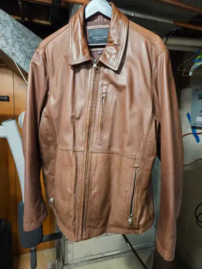 Mens Andrew Marc brown leather jacket XL, View more