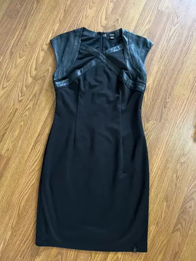 RUDSAK women’s medium little black dress with faux leather trim, View more