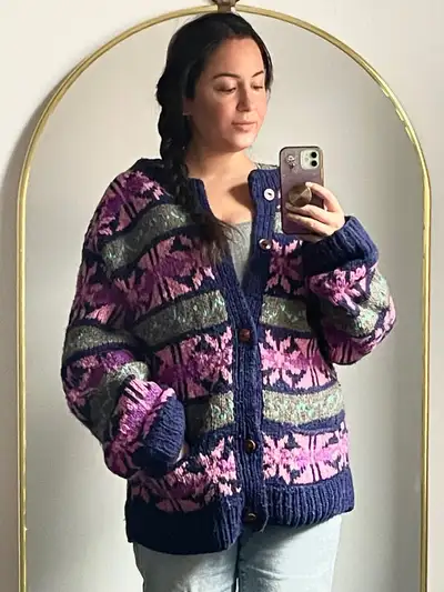 Vintage Chunky 100% Wool HandKnit Ecuadorian Sweater, View more