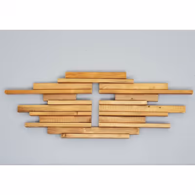 This rustic style wooden cross wall decor, locally handcrafted from solid wood, can be displayed on...