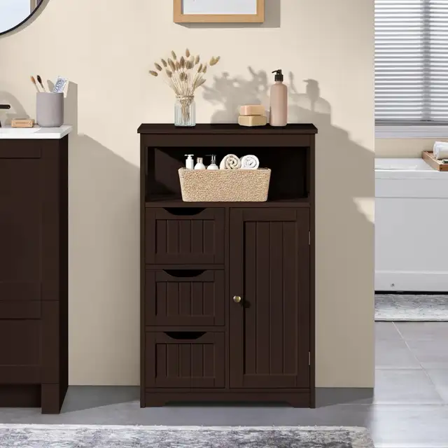 Wood Bathroom Floor Organizer with Cupboard, Multiple Purpose in Bookcases & Shelving Units in Markham / York Region - Image 4