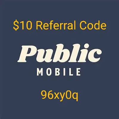 Use referral code "96xy0q" to get a $10 credit when you sign up for a new Public Mobile cellular pla...