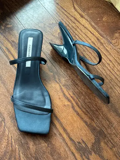 Strappy Open-Toe Heels – 5cm Unique Heel, Blue, Size 6, View more