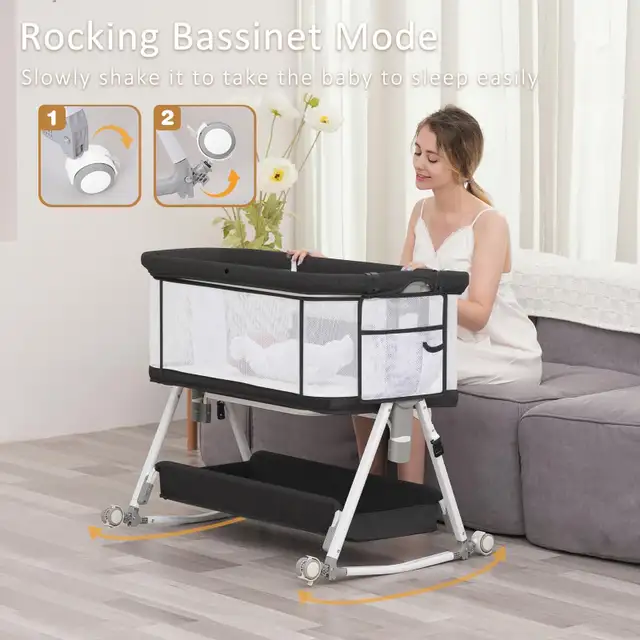 MEICHYUN Baby Bassinet Bedside Sleeper w Musical Toy in Cribs in Markham / York Region - Image 5