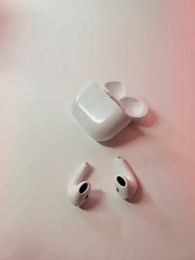Selling a pair of used Apple AirPods 4. These earbuds have been thoroughly enjoyed but they are stil...