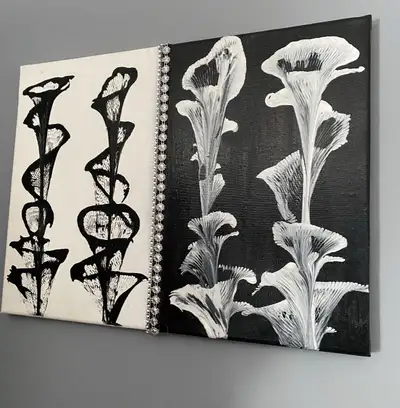 Beautiful black & white painting , uniquely made!, View more