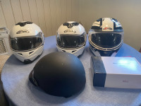 4 Motorcycle helmets 3 flip up 1 bucket beanie with accessories 