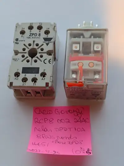 Relais 10A coil 24VAC DPDT Carlo Gavazzi RCP800224AC relay, View more