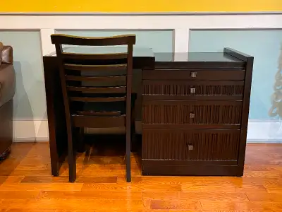 FOR SALE: Pier 1 Imports Desk & Chair. Collapsible! Can be adjusted to become a lovely cabinet drawe...